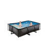 EXIT Black Wood pool 220x150x65cm med filterpumpe - sort